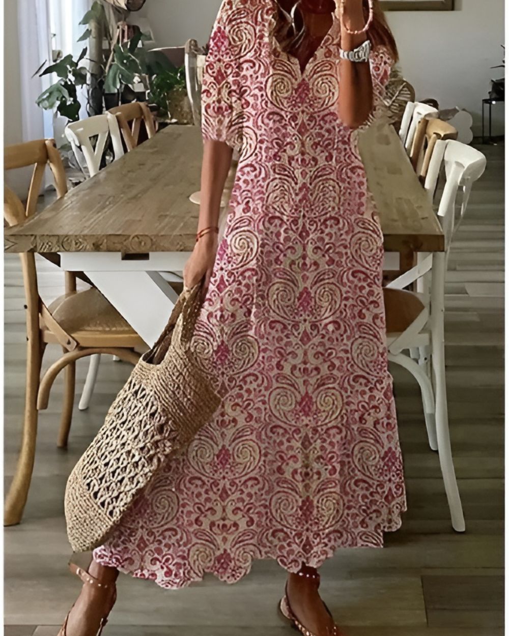 Valmira | Women's Flowy Boho Maxi Dress with Tassel Details