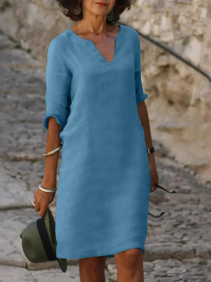 Wynola | Women's V Neck Straight Cut Sleeve Dress