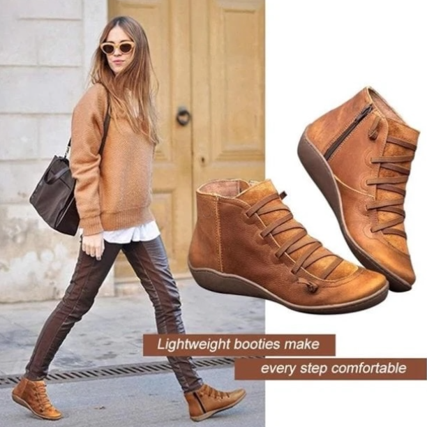 Minimalist flat ankle boots for women -8