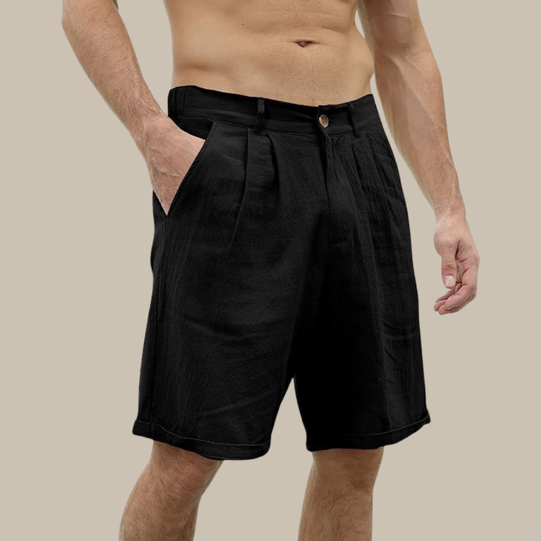 Casual linen shorts with pockets for men