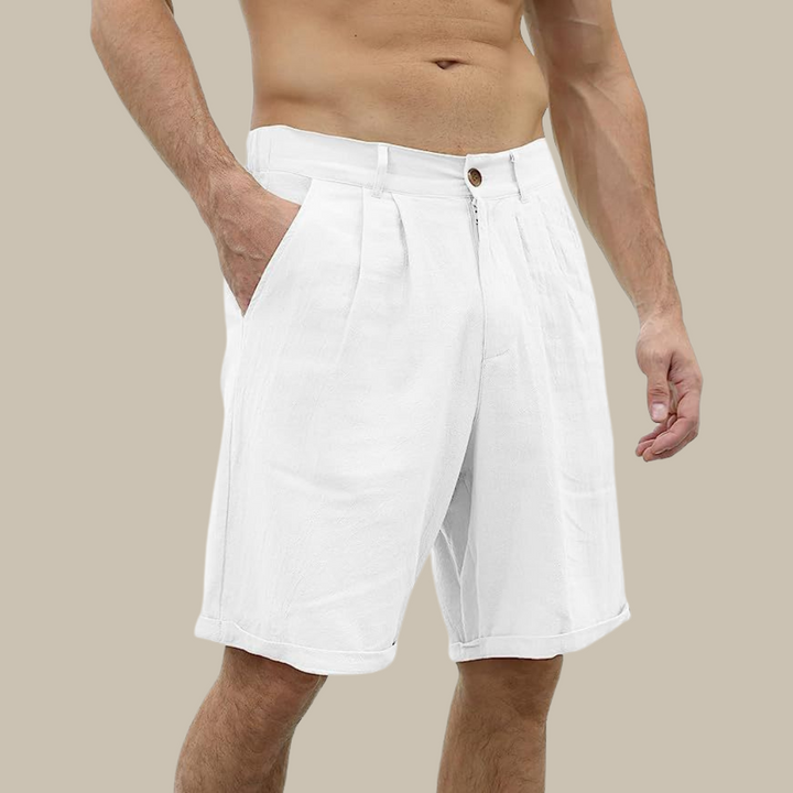 Casual linen shorts with pockets for men