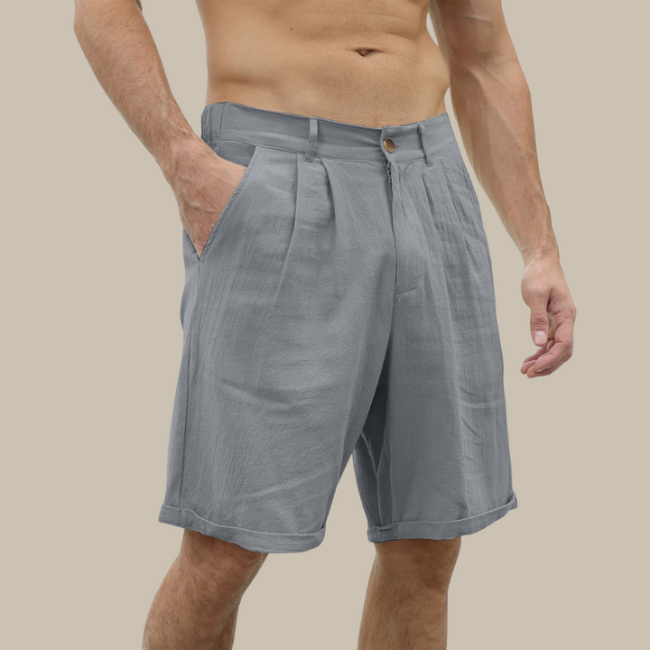 Casual linen shorts with pockets for men