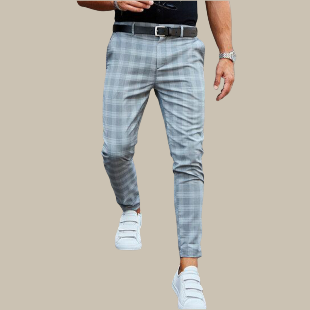 Men's checked slim-fit trousers