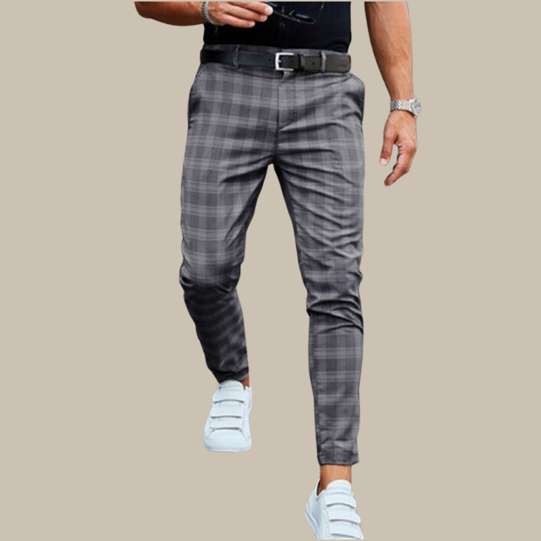 Men's checked slim-fit trousers