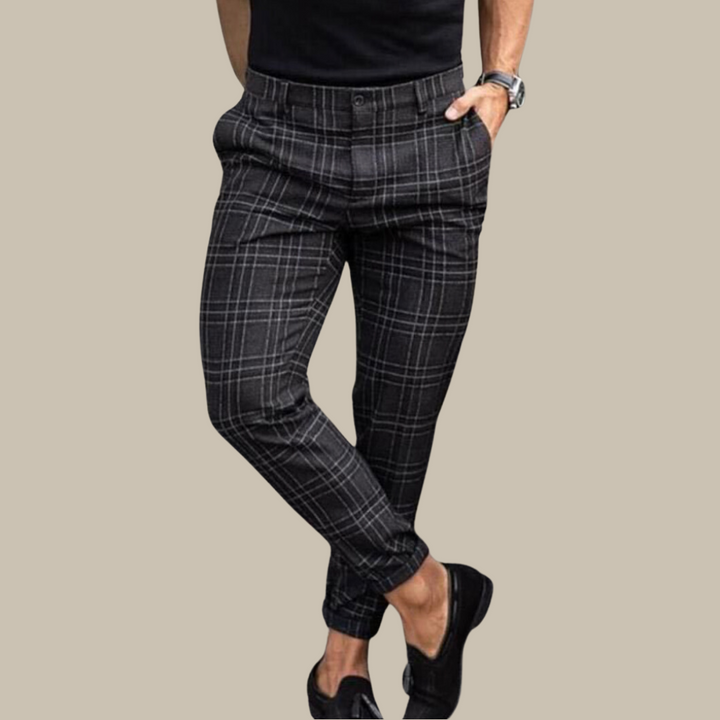 Men's checked slim-fit trousers