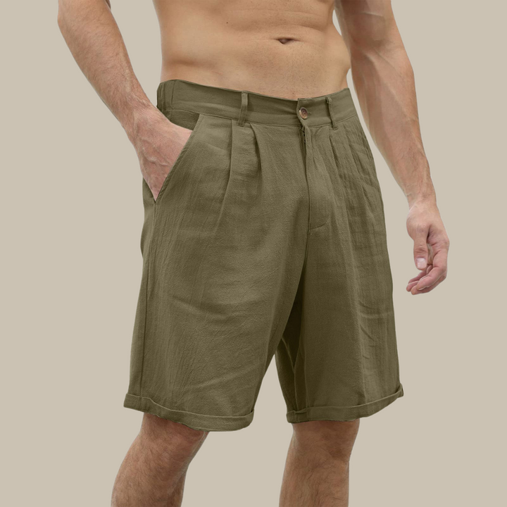 Casual linen shorts with pockets for men