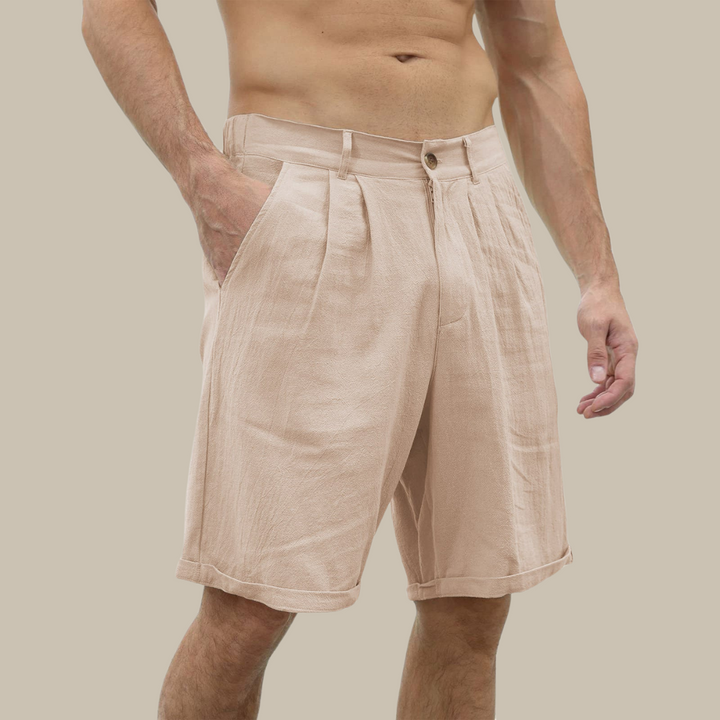 Casual linen shorts with pockets for men