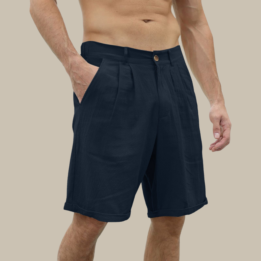 Casual linen shorts with pockets for men