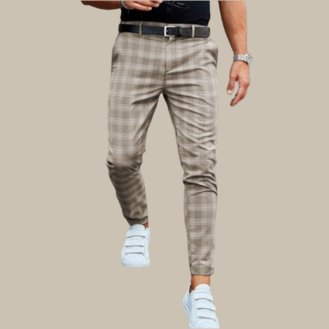 Men's checked slim-fit trousers