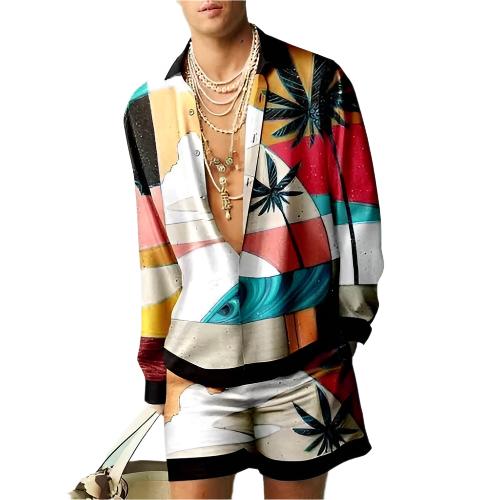 Retro Printed Men's Long-Sleeve Set