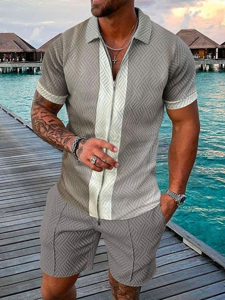 Marcus | Men's Digital Print Polo Shorts Set