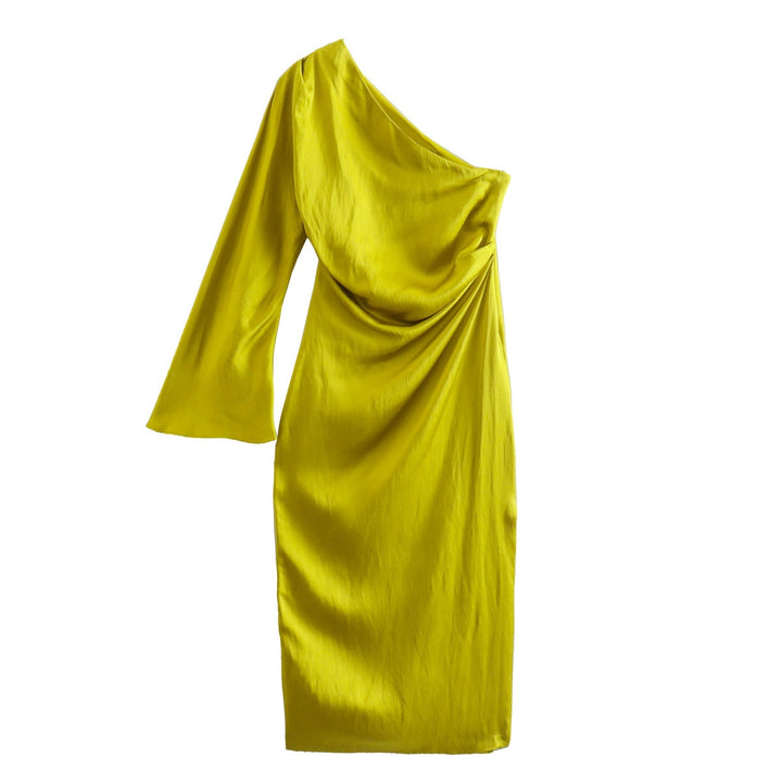 One shoulder satin dress for women