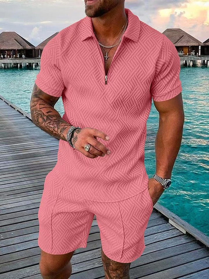 Marcus | Men's Digital Print Polo Shorts Set