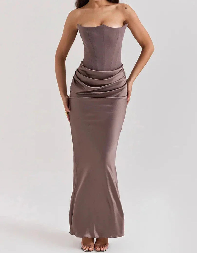 Women's Modern Style Strapless Maxi Dress