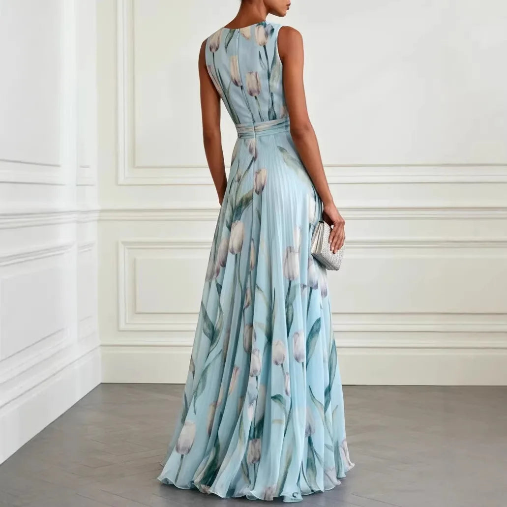 Elegant tulip print evening gown for women | Victoria -3