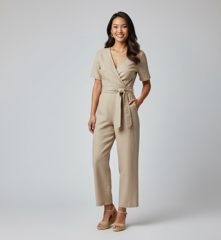 Women’s Belted Wrap Jumpsuit | Sleeveless