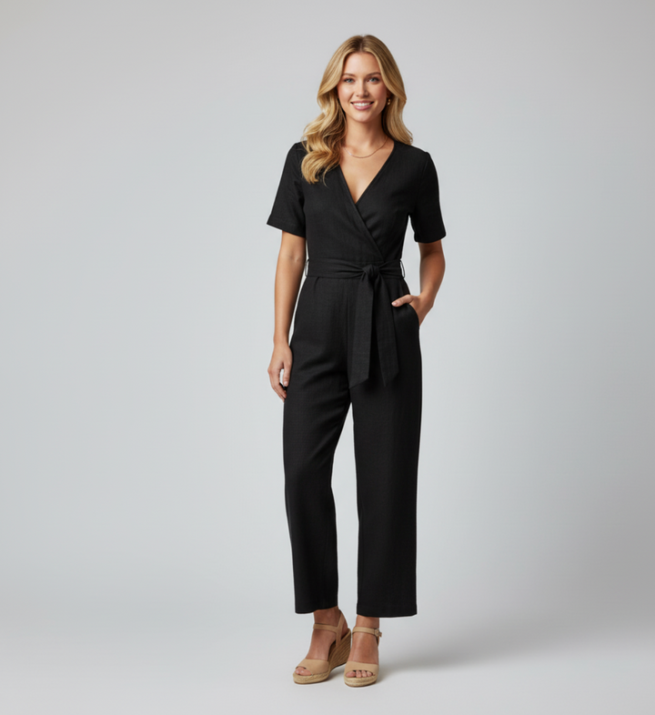 Women’s Belted Wrap Jumpsuit | Sleeveless