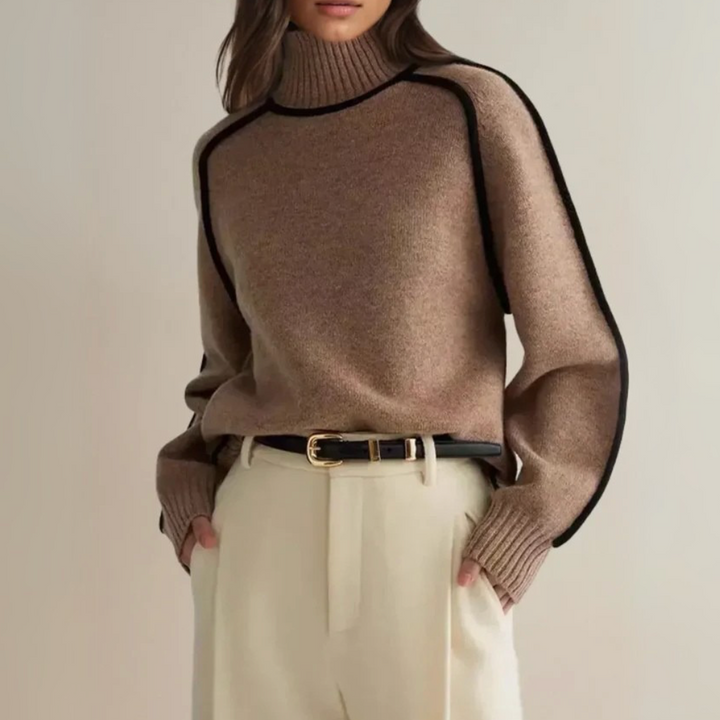 Women’s Contrast Trim Turtleneck Sweater