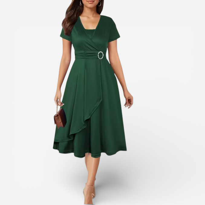 Women's Asymmetric Formal Midi Dress