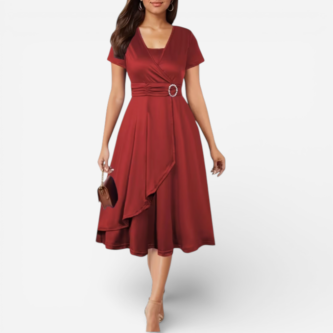 Women's Asymmetric Formal Midi Dress