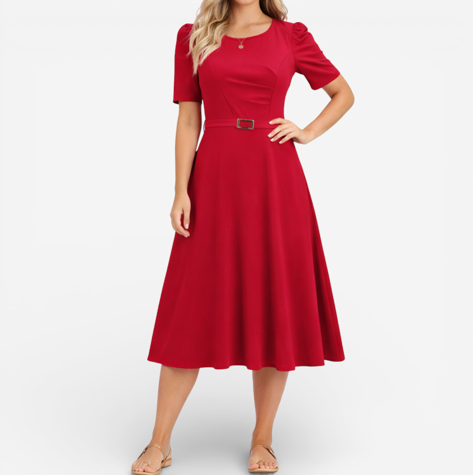 Women's Formal Short Sleeve Midi Dress