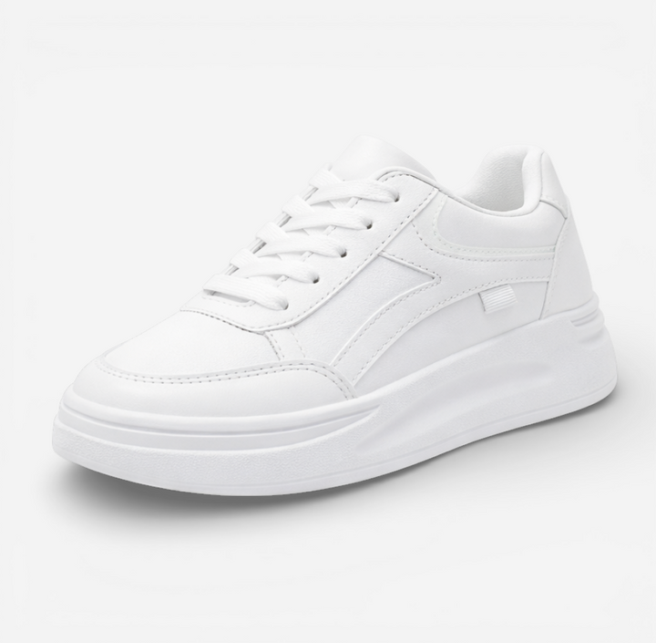 Women's White Platform Lace-Up Sneakers