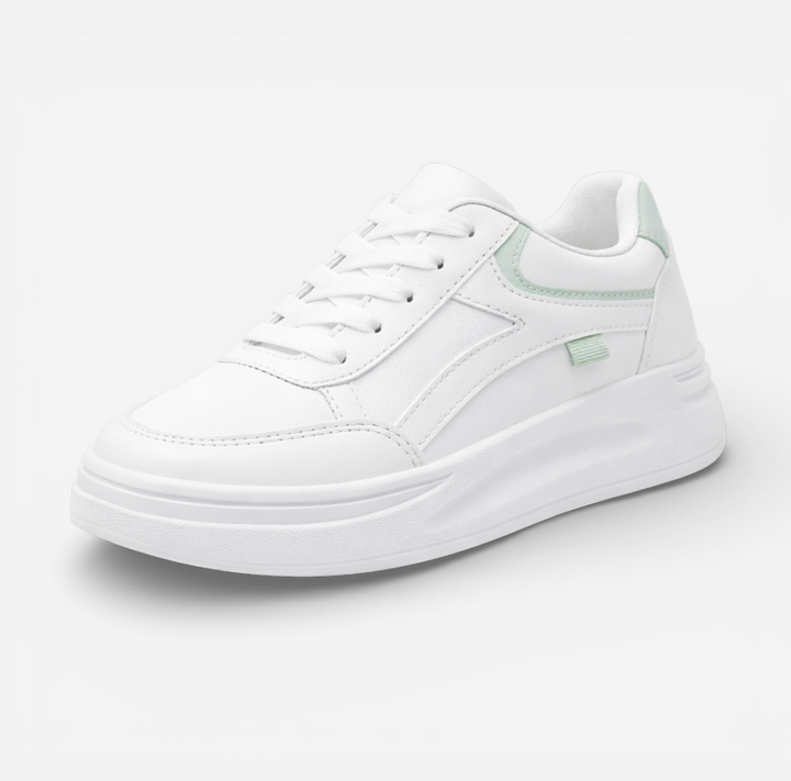 Women's White Platform Lace-Up Sneakers