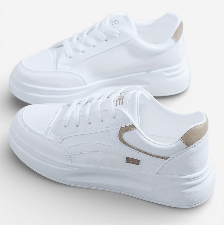 Women's White Platform Lace-Up Sneakers