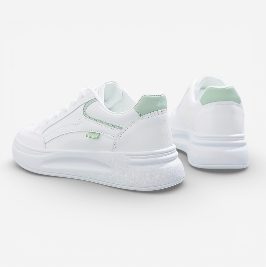 Women's White Platform Lace-Up Sneakers