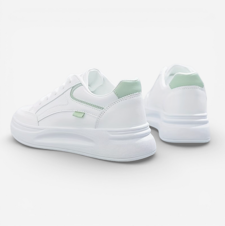 Women's White Platform Lace-Up Sneakers