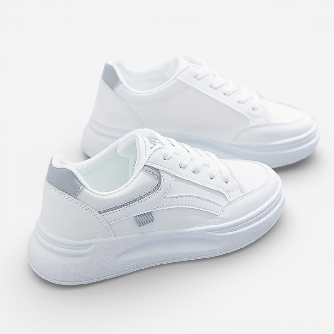 Women's White Platform Lace-Up Sneakers