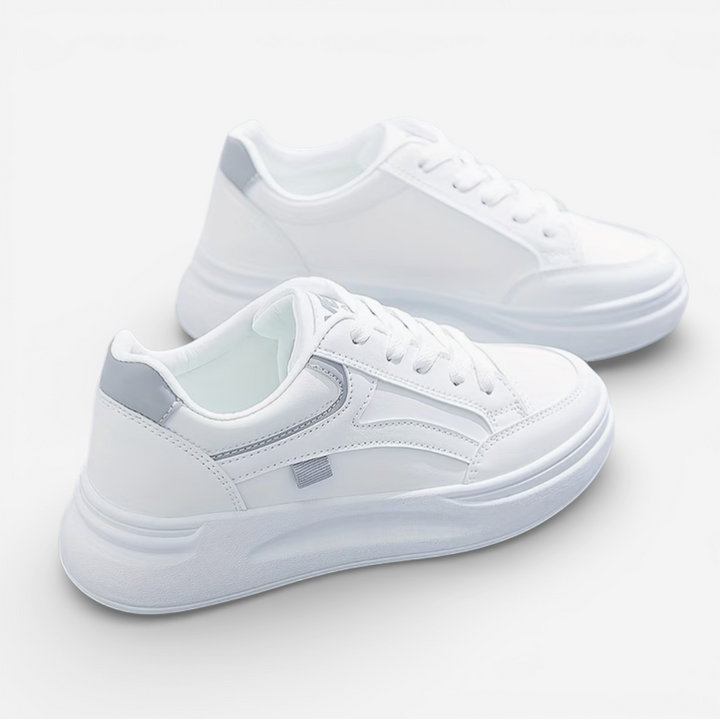 Women's White Platform Lace-Up Sneakers