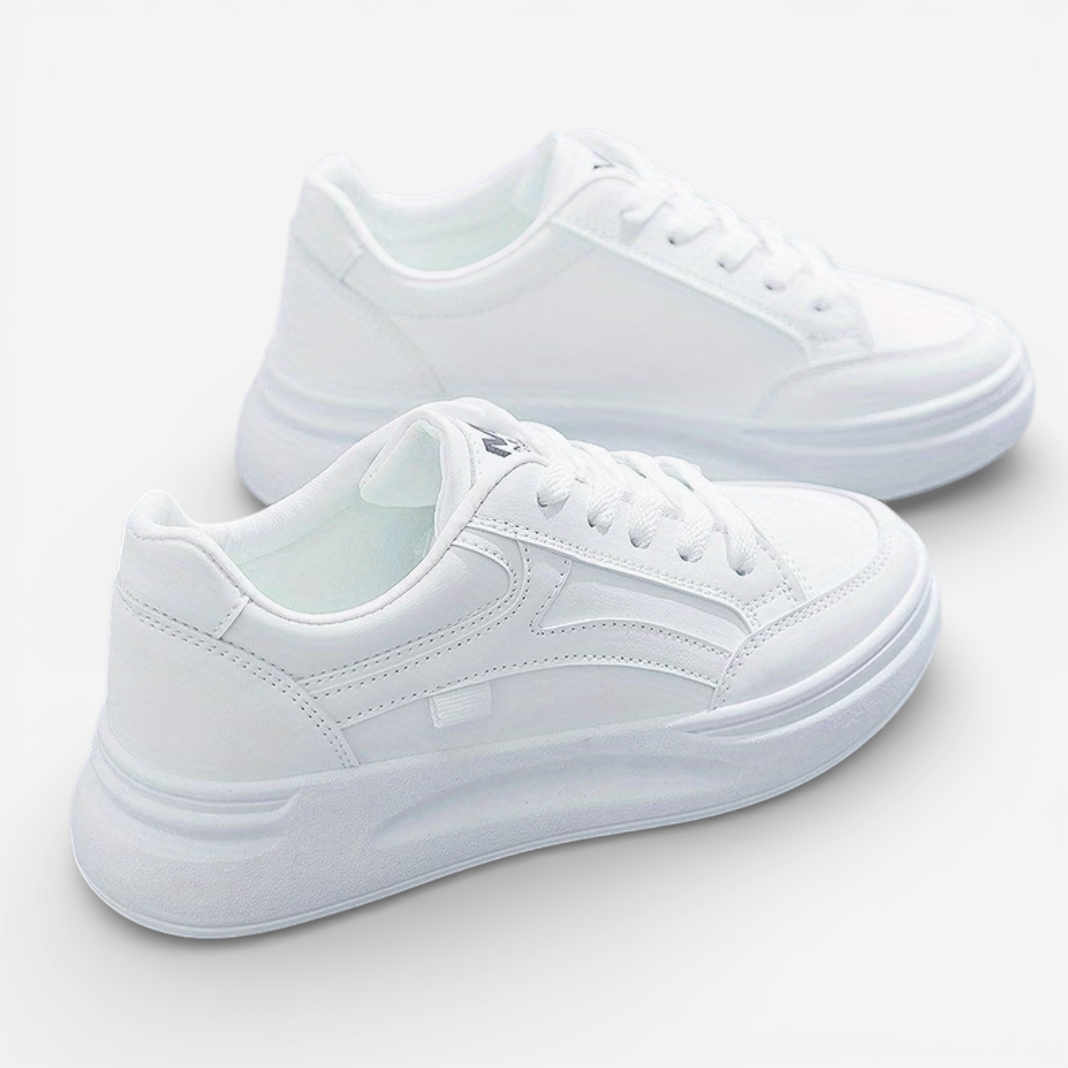 Women's White Platform Lace-Up Sneakers