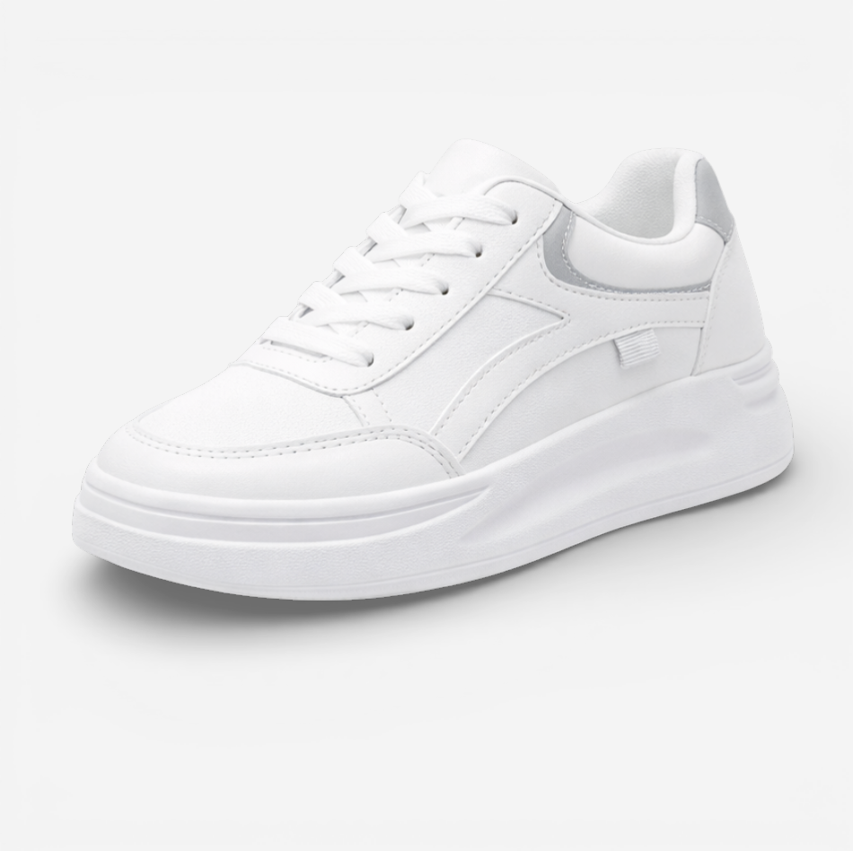 Women's White Platform Lace-Up Sneakers