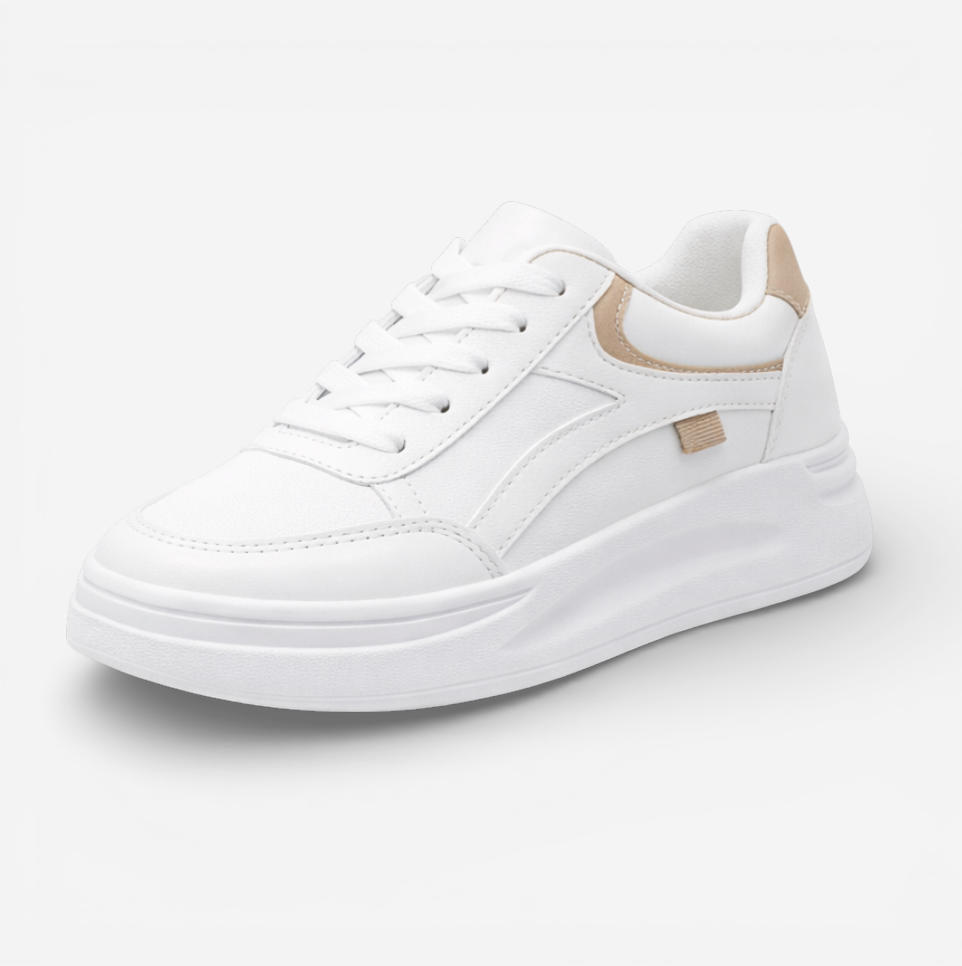 Women's White Platform Lace-Up Sneakers