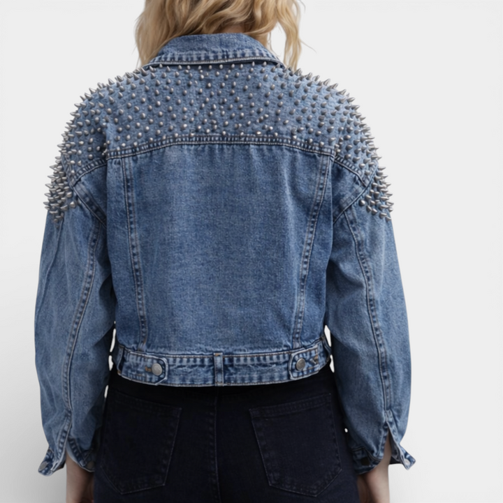 Women's Studded Cropped Denim Jacket