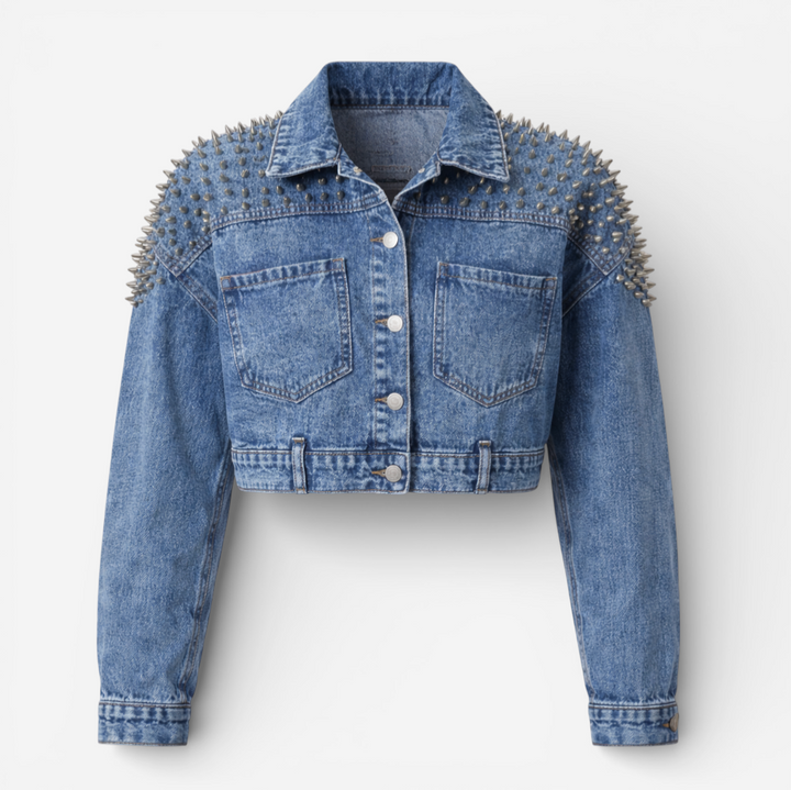 Women's Studded Cropped Denim Jacket