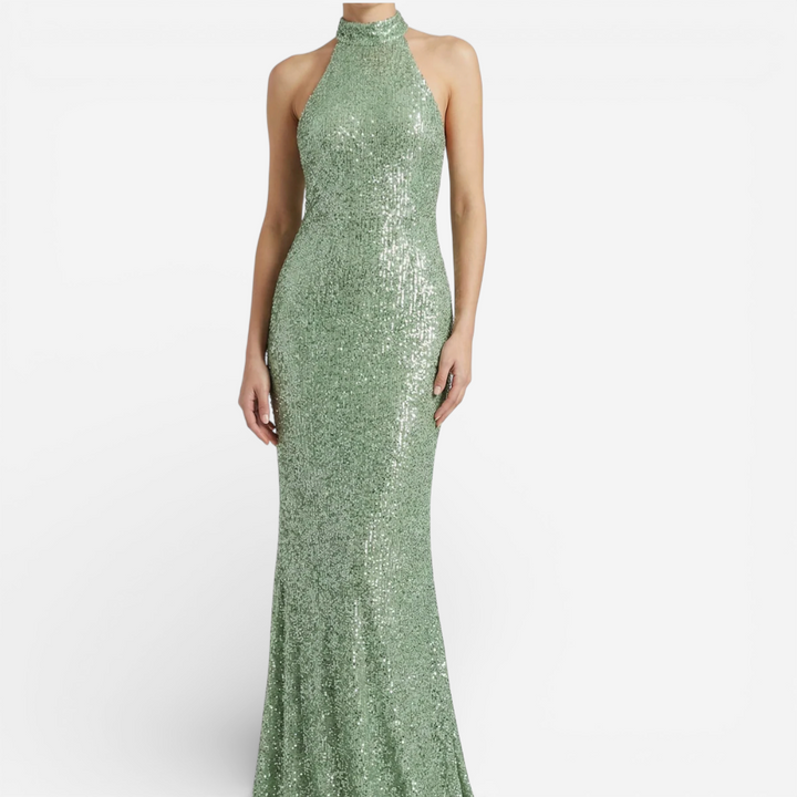 Women's Sequin Halter Neck Maxi Dress