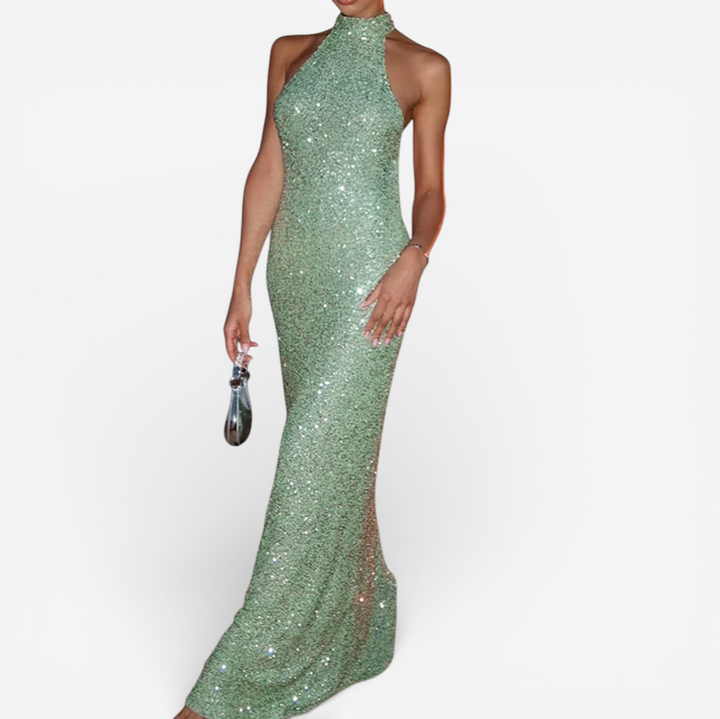 Women's Sequin Halter Neck Maxi Dress