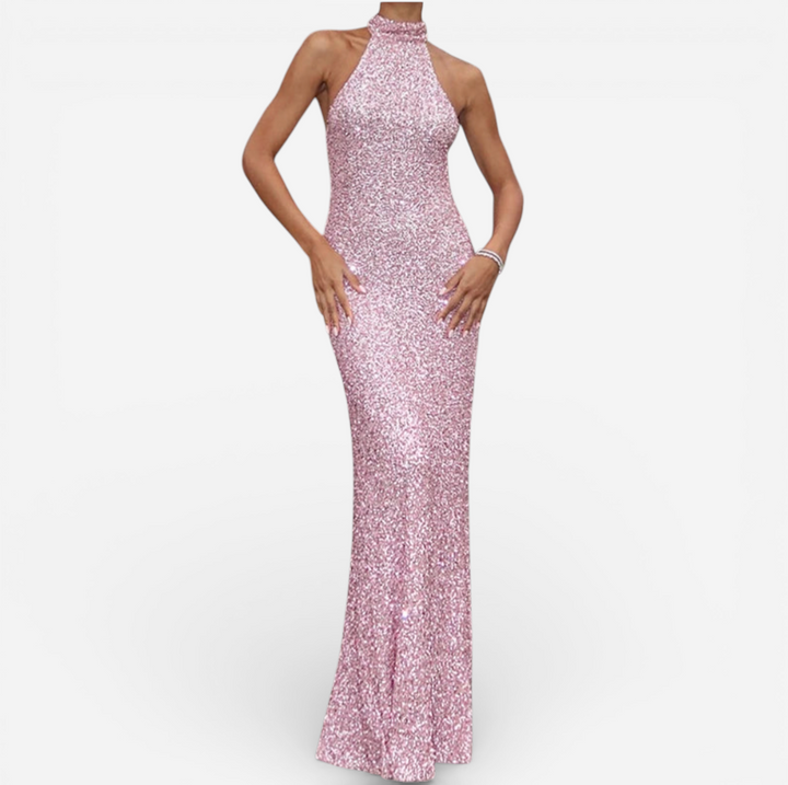 Women's Sequin Halter Neck Maxi Dress