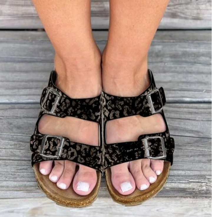 Women's adjustable buckle summer slides