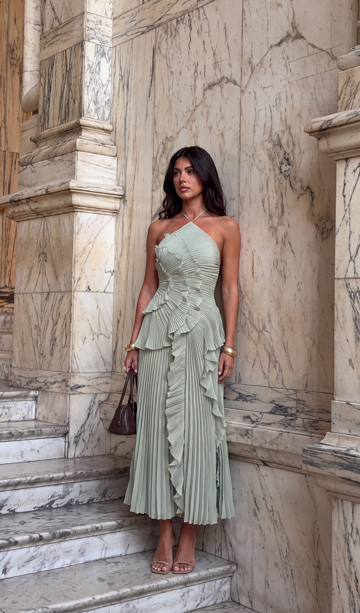 Tiered ruffle flowing maxi dress for women | Emma -26