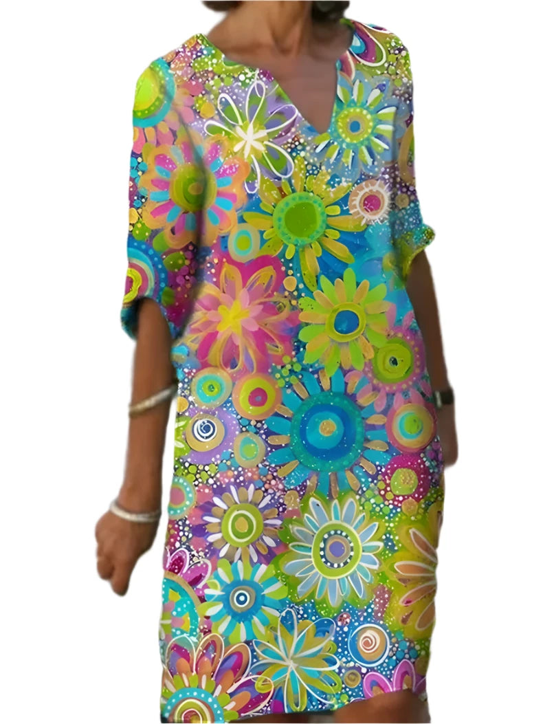 Women's V-neck dress with floral print