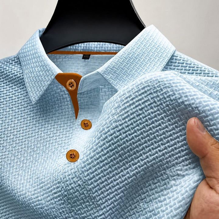 Tervan | Men's Textured Short Sleeve Button Polo