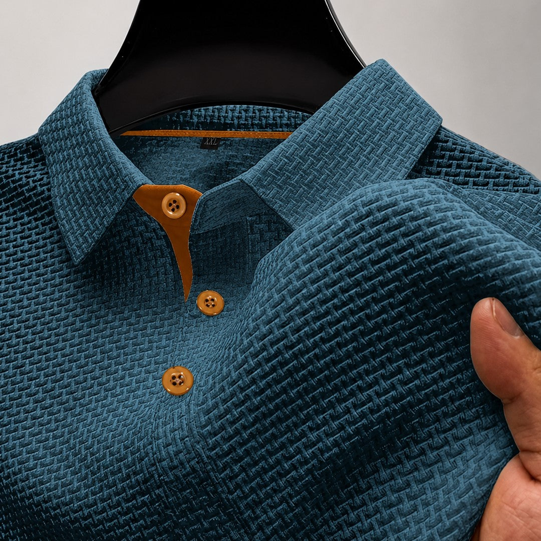 Tervan | Men's Textured Short Sleeve Button Polo