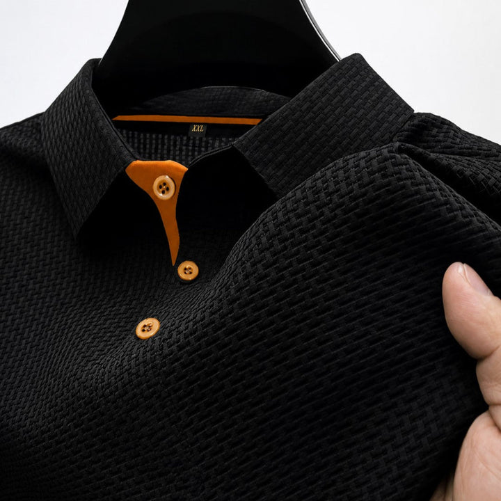 Tervan | Men's Textured Short Sleeve Button Polo