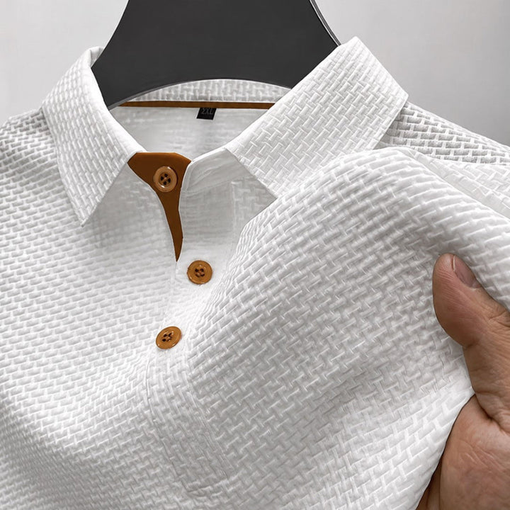 Tervan | Men's Textured Short Sleeve Button Polo