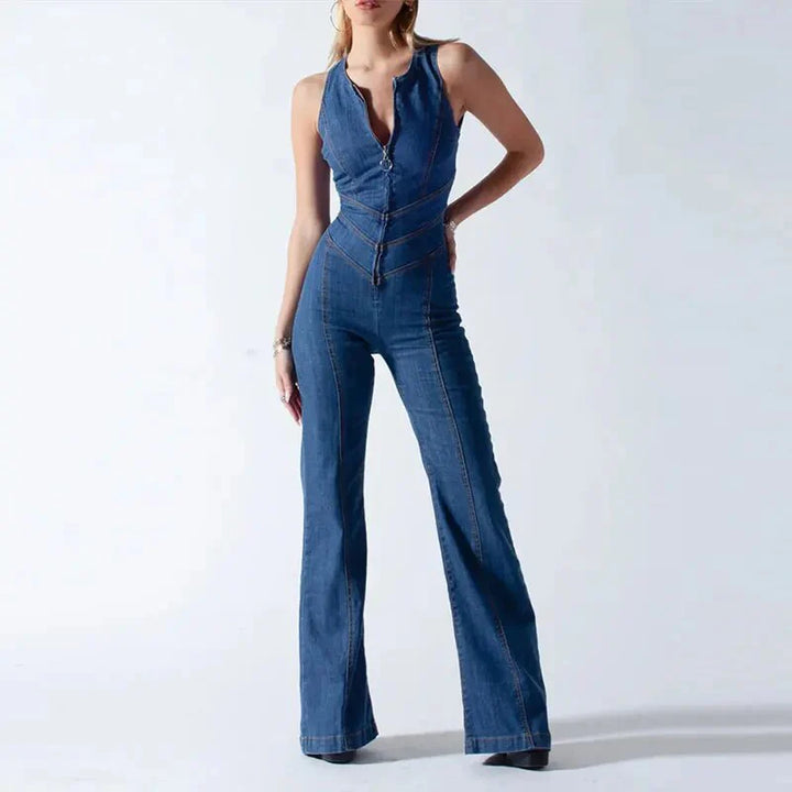 Women's Retro Style Denim Jumpsuit
