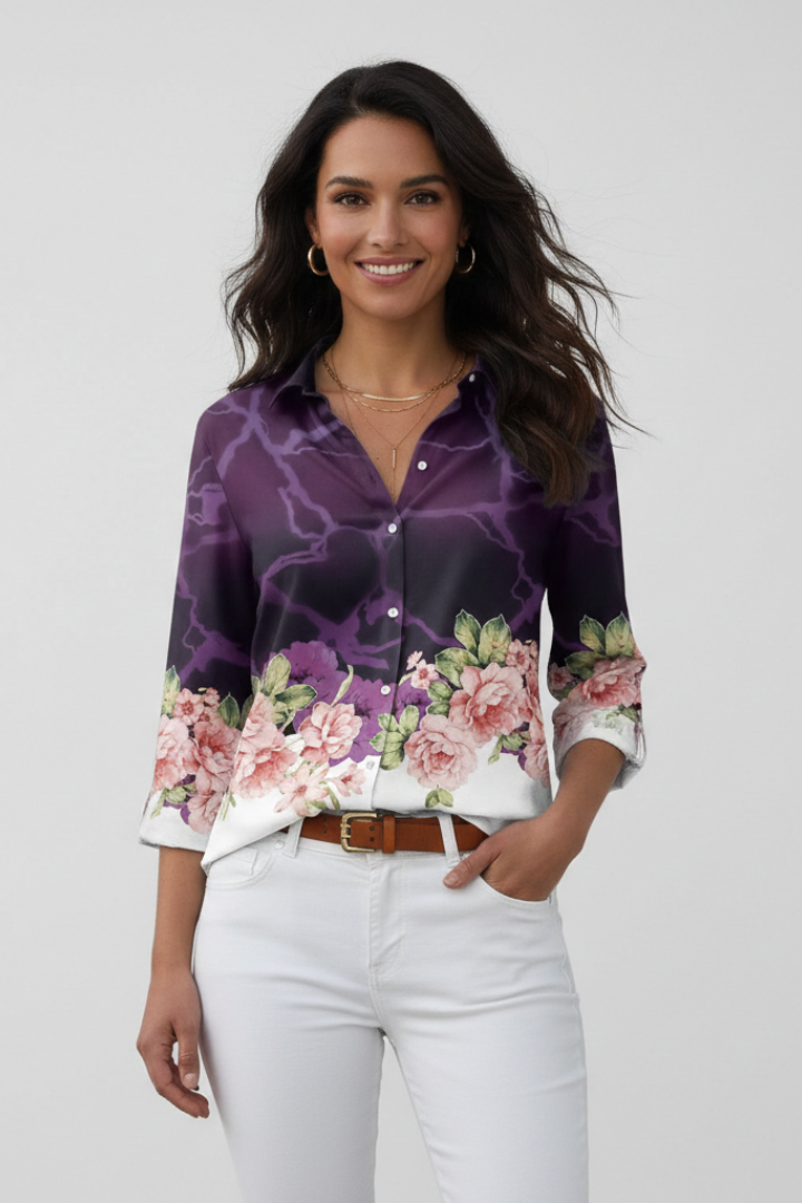 Corienne | Women's Printed Button Front Blouse
