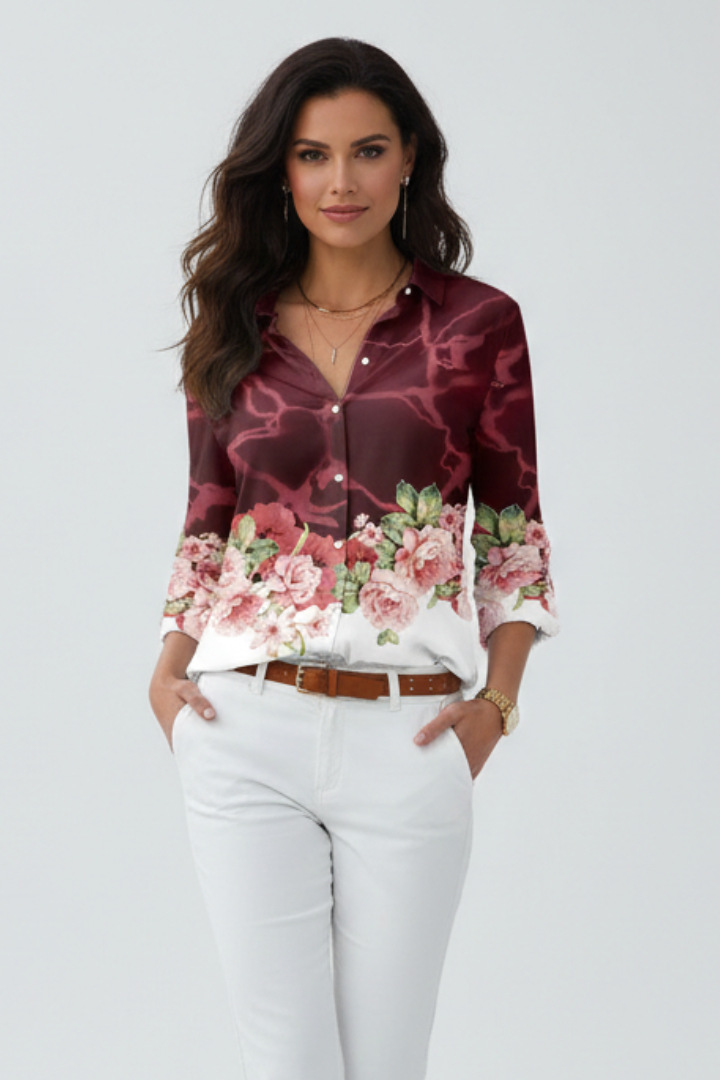 Corienne | Women's Printed Button Front Blouse